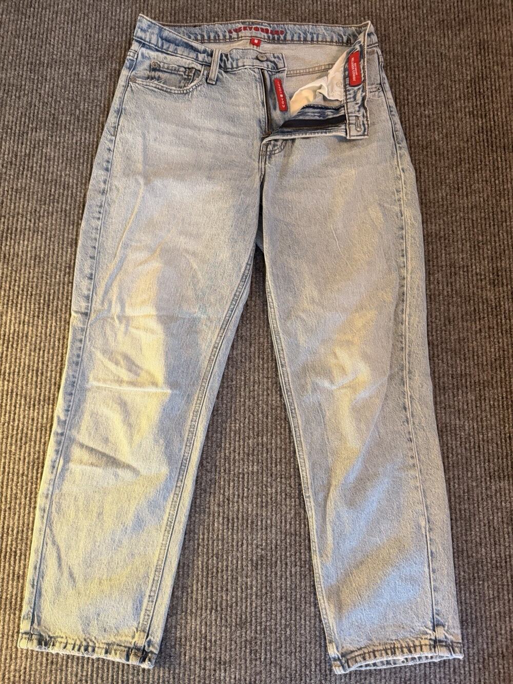 Lucky Brand Womens 6/28R Boy Mid Rise Relaxed Straight Light Wash Jeans